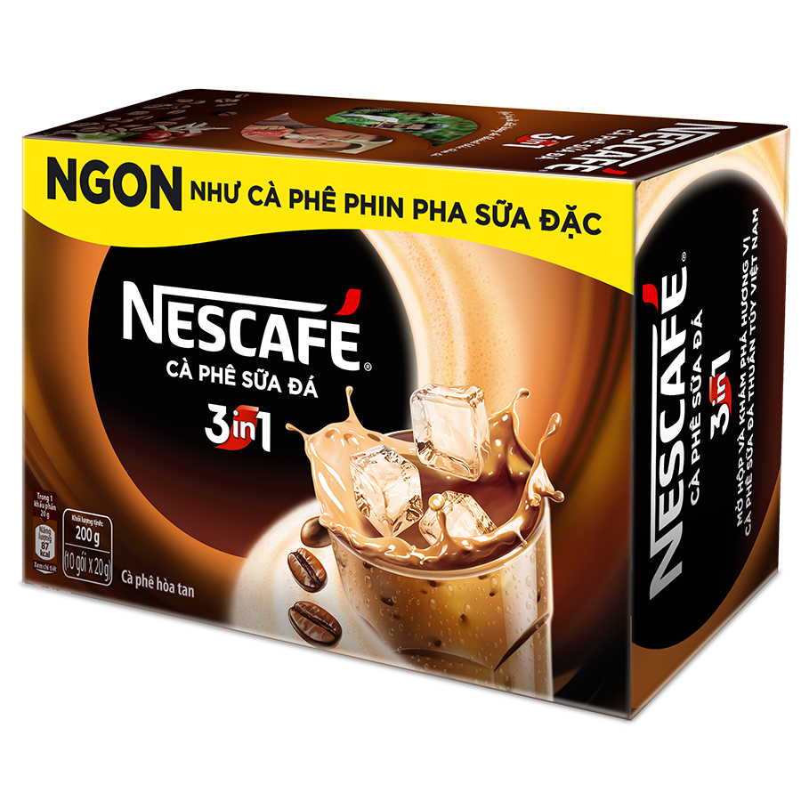 Cà phê hòa tan NESCAFÉ 3in1 Cà phê sữa đá - Hộp 10 gói x 24 g