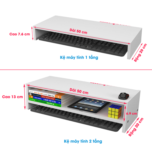 Kệ đỡ màn hình máy tính 2 tầng MS 07 lắp ghép - Đen