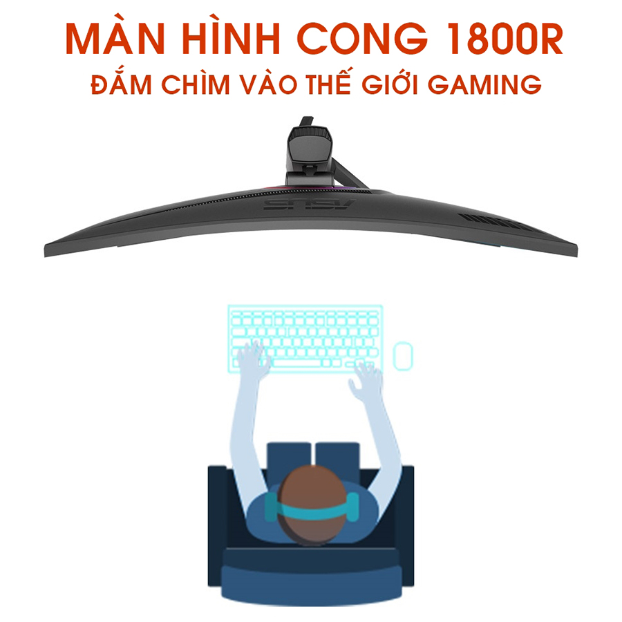 Màn Hình Gaming Cong Asus Rog Strix XG35VQ 35inch UWQHD 4ms 100Hz FreeSync VA - Hàng Chính Hãng