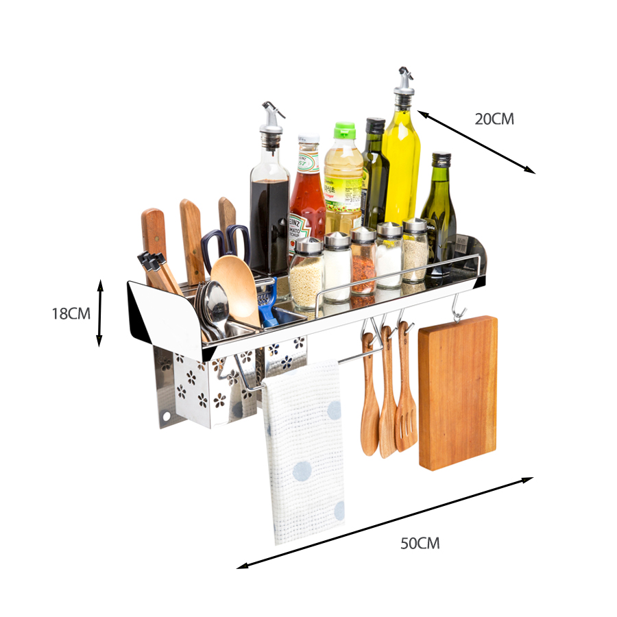 Kệ gia vị 1 tầng inox 304 TOVASHU 2 kích thước KH15, KH16