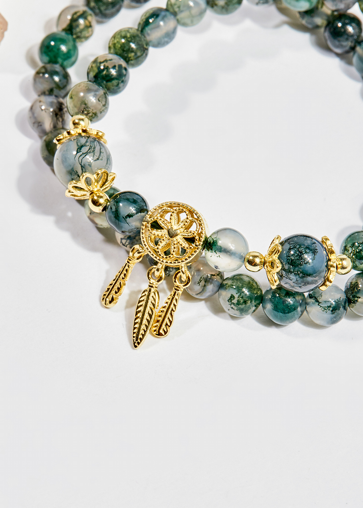 Vòng chuỗi hạt đeo tay 2 line nữ đá băng ngọc thủy tảo 6mm mệnh hỏa , mộc - Ngọc Quý Gemstones
