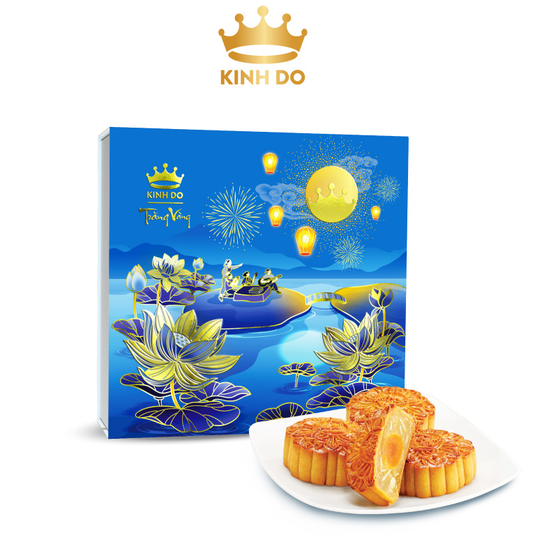 Hộp bánh trung thu Kinh Đô cao cấp - Trăng Vàng Hồng Ngọc An Bình (4 Bánh x 160gr)