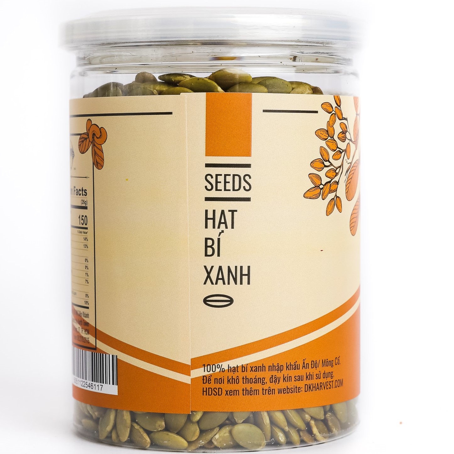 Hạt Bí Xanh (Đã Tách Vỏ) Nhập Khẩu – DK Harvest - 100% nguyên chất và không ướp muối - 250g, 500g