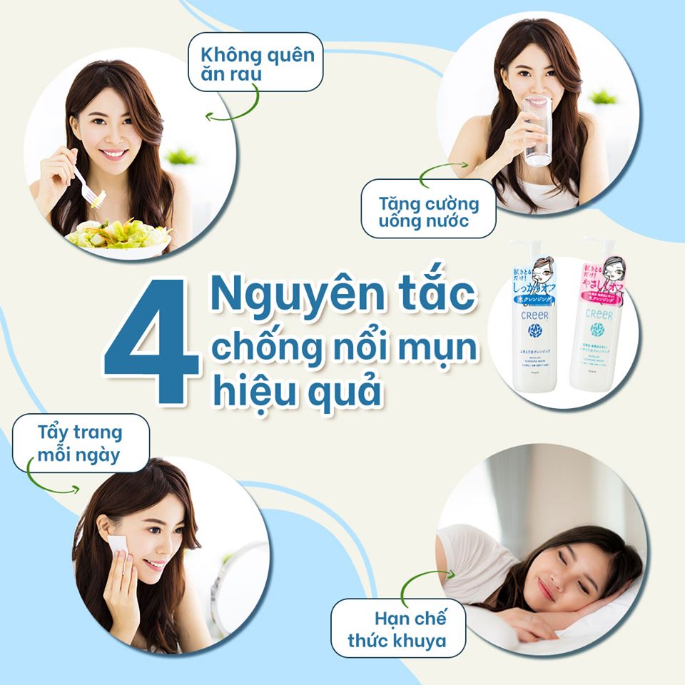 Combo Kiểm Soát Nhờn Và Làm Sạch Da Mặt : Nước Khoáng Tẩy Trang CreeR 330ML + Phim Thấm Dầu ChuchuBaby 70 Tờ