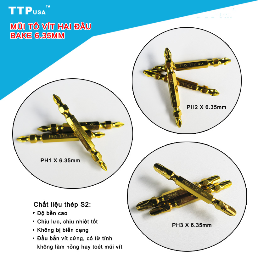 MŨI TÔ VÍT HAI ĐẦU BAKE 6.35MM TTPusa