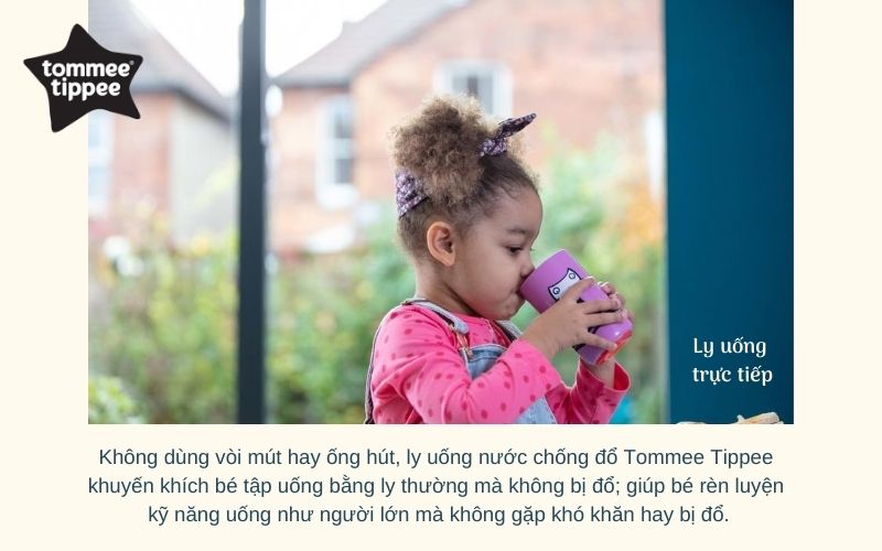 Ly uống nước chống đổ Tommee Tippee No-Knock từ 18 tháng - Tím