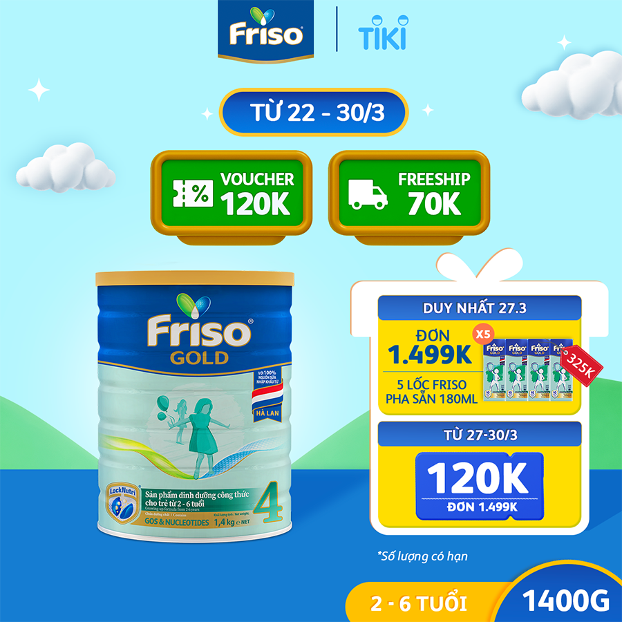 Sữa Bột Friso Gold 4 1400g (Dành Cho Trẻ Từ 2 - 6 Tuổi)