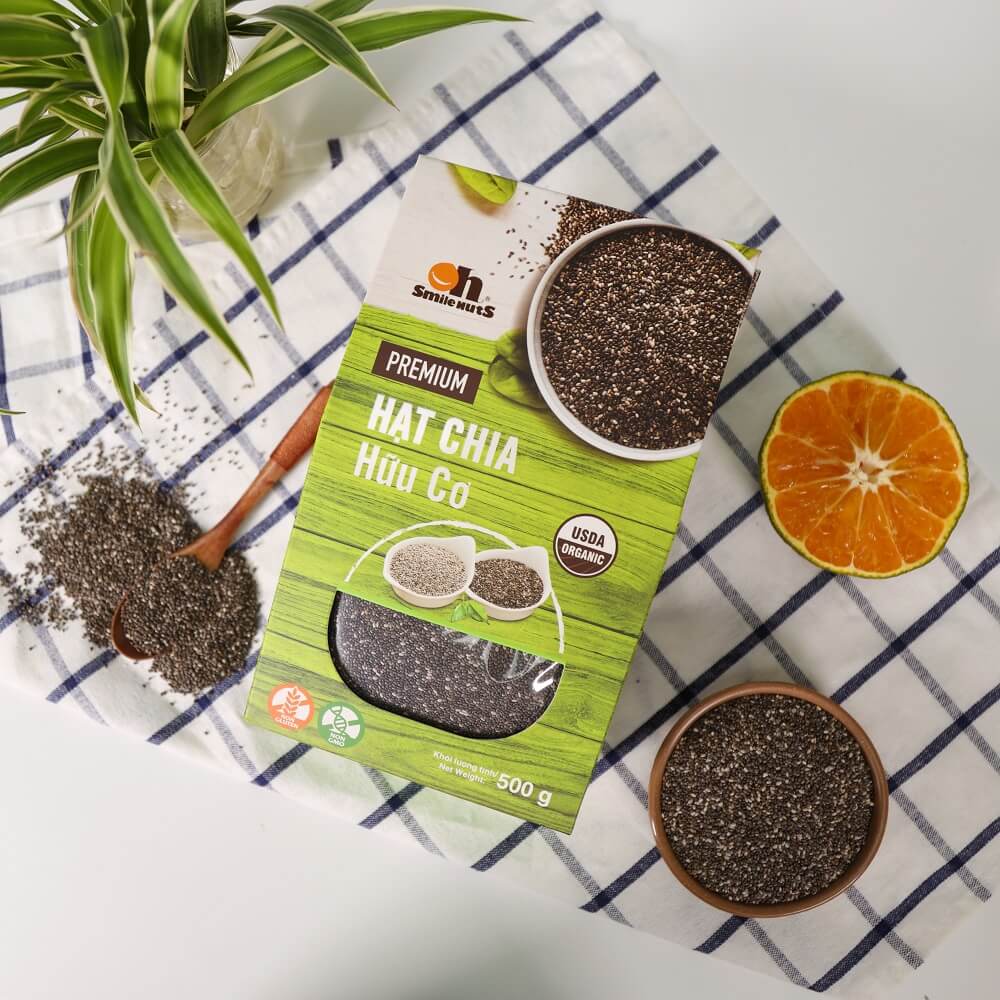 Hạt Chia Đen Hữu Cơ Smile Nuts Hộp 500g - Nhập khẩu từ Nam Mỹ