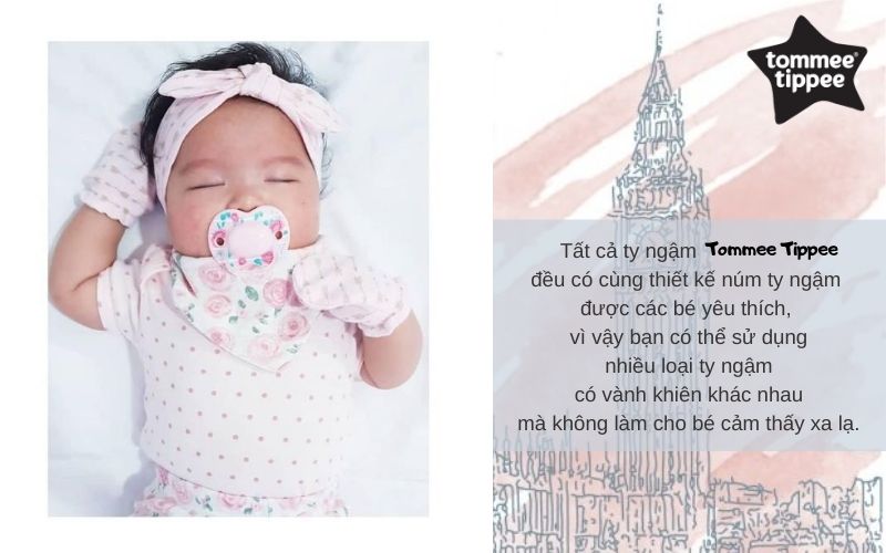 Ty ngậm cho bé Tommee Tippee Little London 6-18 tháng  (vỉ 2 cái) - Hồng/Đỏ