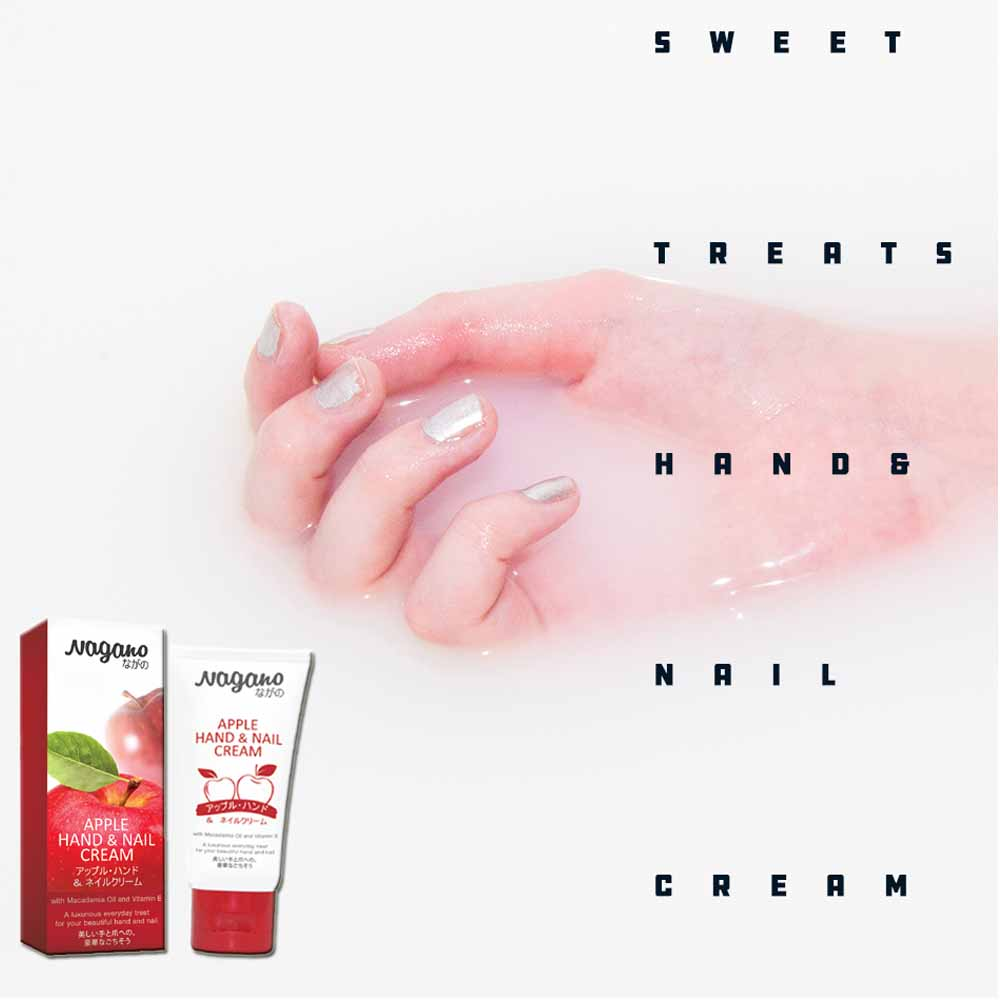 Kem Dưỡng Da Tay Và Móng Hương Táo Nagano Japan 60ml - Apple Hand & Nail Cream Nagano - Chiết xuất từ hạt Mấc Ca giúp dưỡng da tay trắng min, giúp móng chắc khỏe