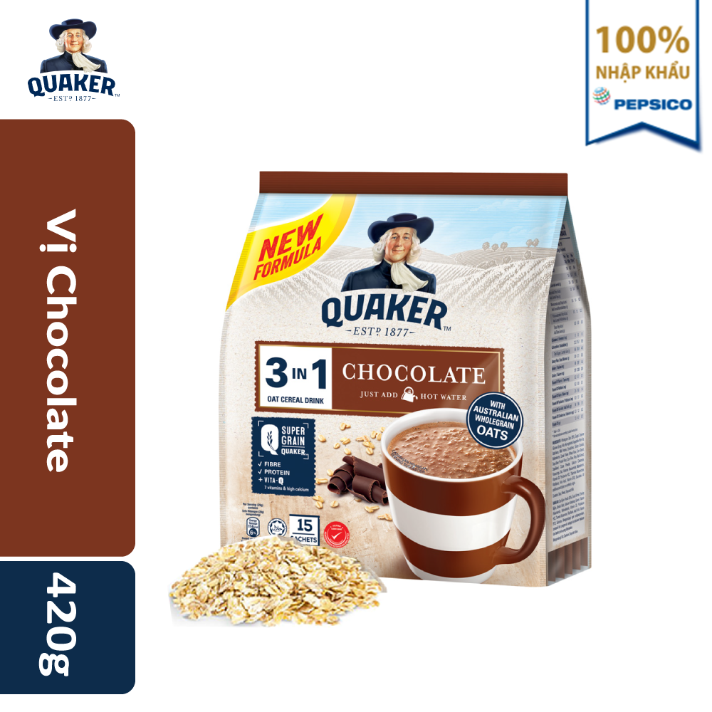 Thức Uống Yến Mạch Quaker 3in1 - Vị Chocolate 420g