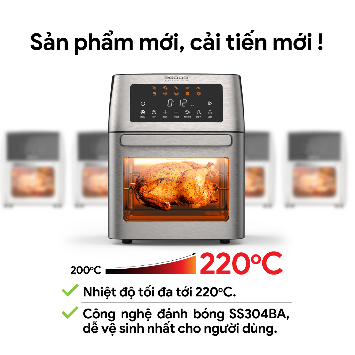 Nồi Chiên Không Dầu 2GOOD Vortex S-18 Air Fryer Oven - Hàng Chính Hãng