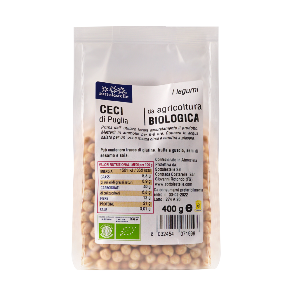 Đậu gà hữu cơ Sottolestelle 400g Organic Chickpea