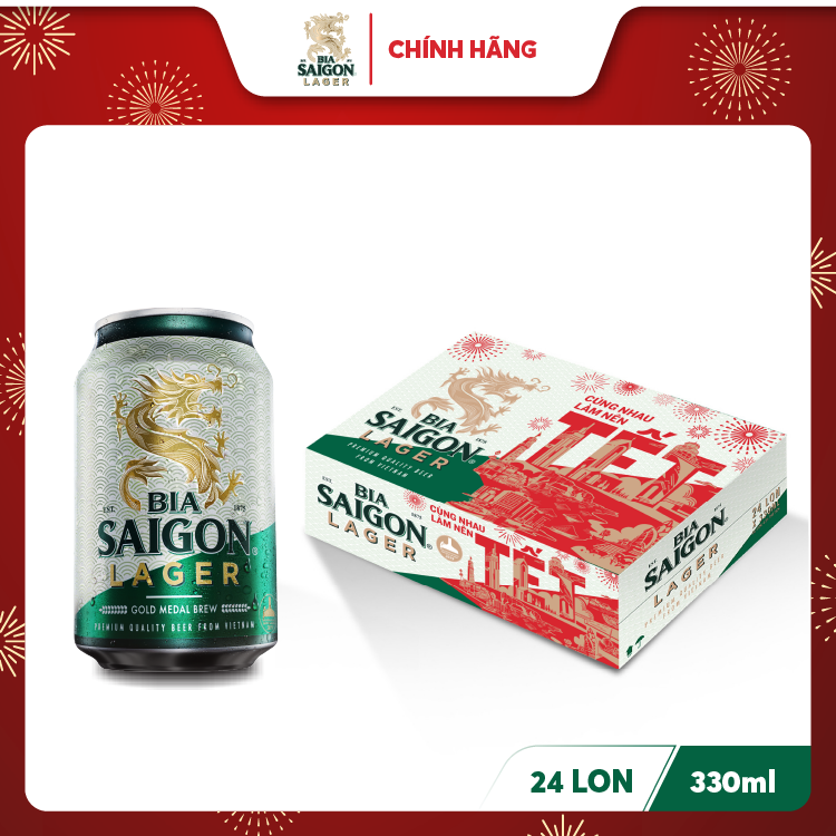 Thùng 24 Lon Bia Sài Gòn Lager 330ml