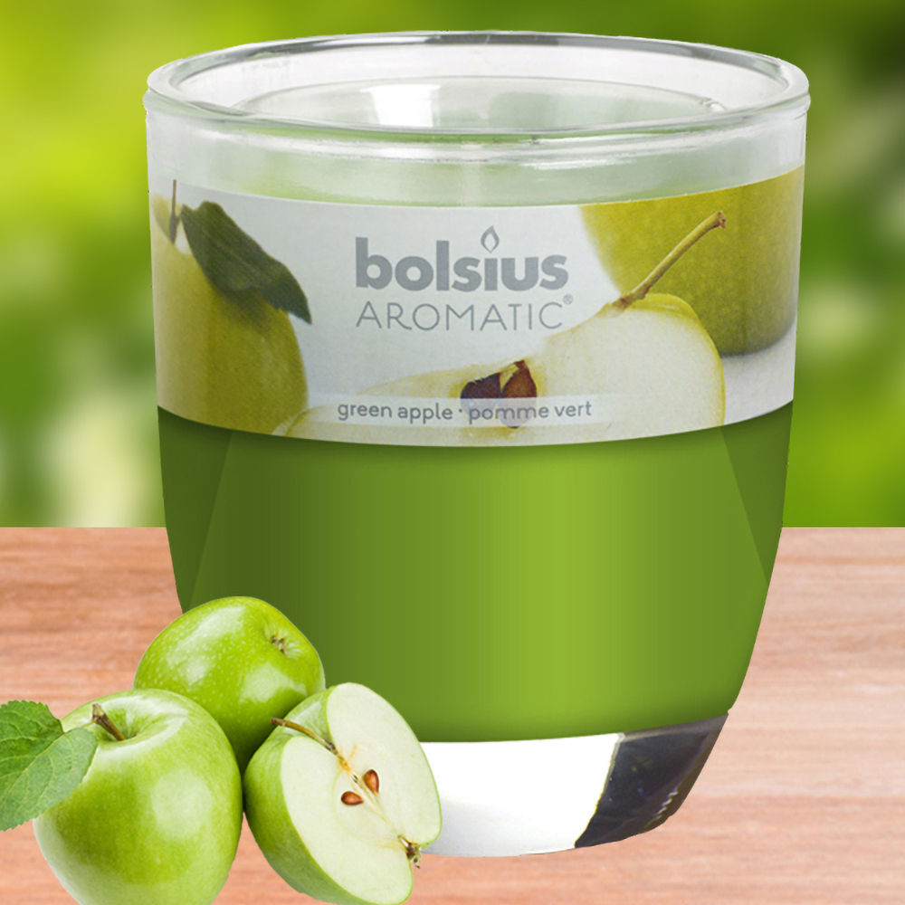 Ly nến thơm tinh dầu Bolsius Green Apple 105g QT024344 - hương táo xanh