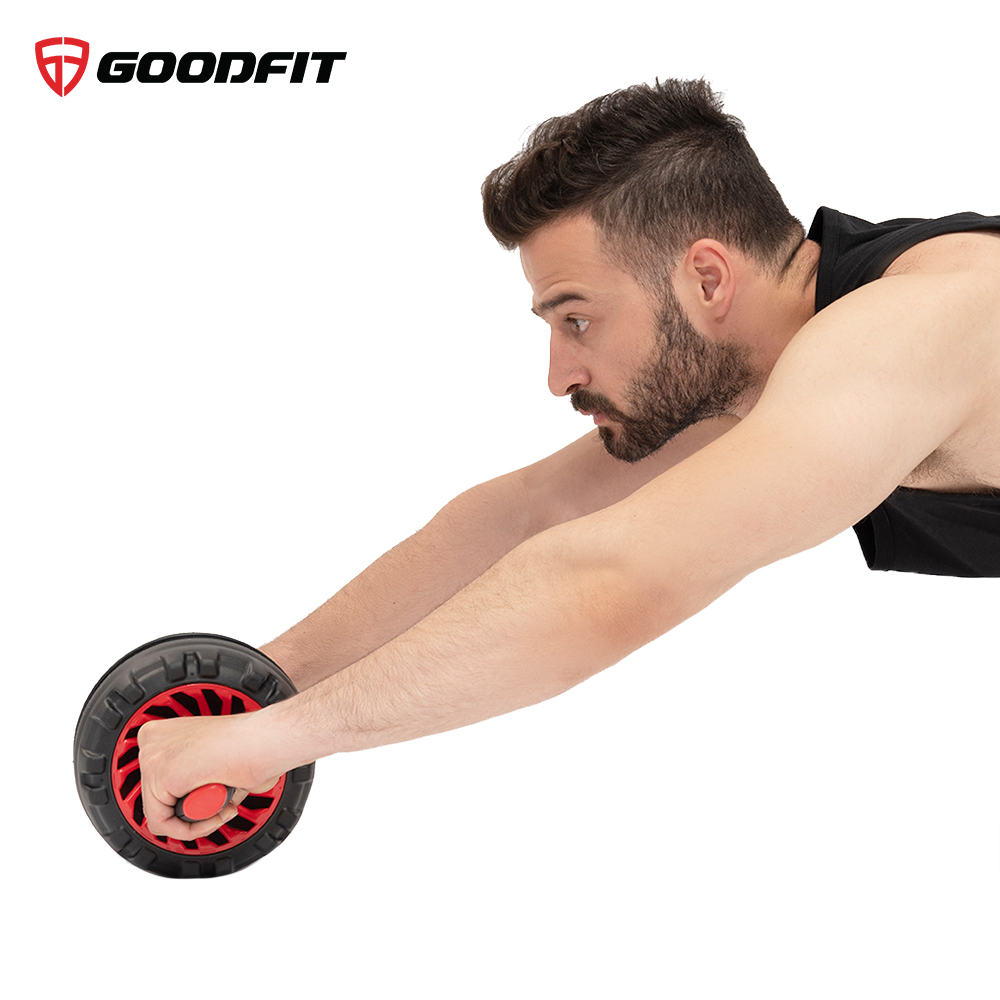 Con lăn tập bụng, con lăn tập cơ bụng trợ lực lò xo GoodFit chịu tải 200kg, hỗ trợ tập gym, tập thể dục tại nhà Goodfit GF600AB