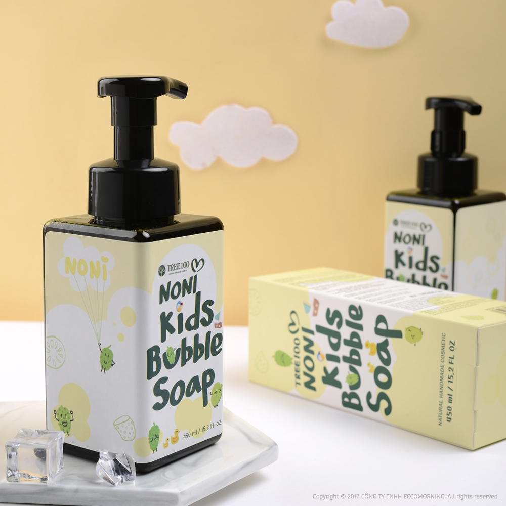 Sữa Tắm Gội Tạo Bọt Cho Bé Tinh Chất Trái Nhàu - TREE100 Noni Kids Bubble Soap 450 ml