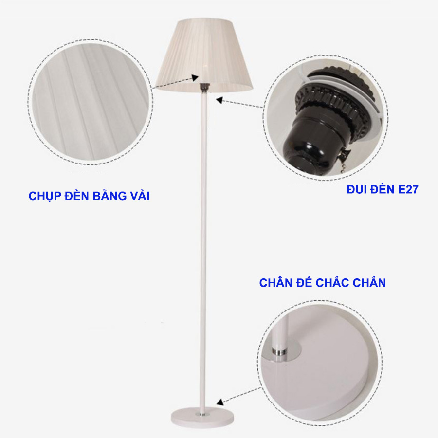 Đèn Sàn - Cây Đứng Trang Trí Nội Thất D335, Công Tác Hạt Tại Chân Đèn [Kèm 01 bóng LED cao cấp] - Hàng Nhập Khẩu.