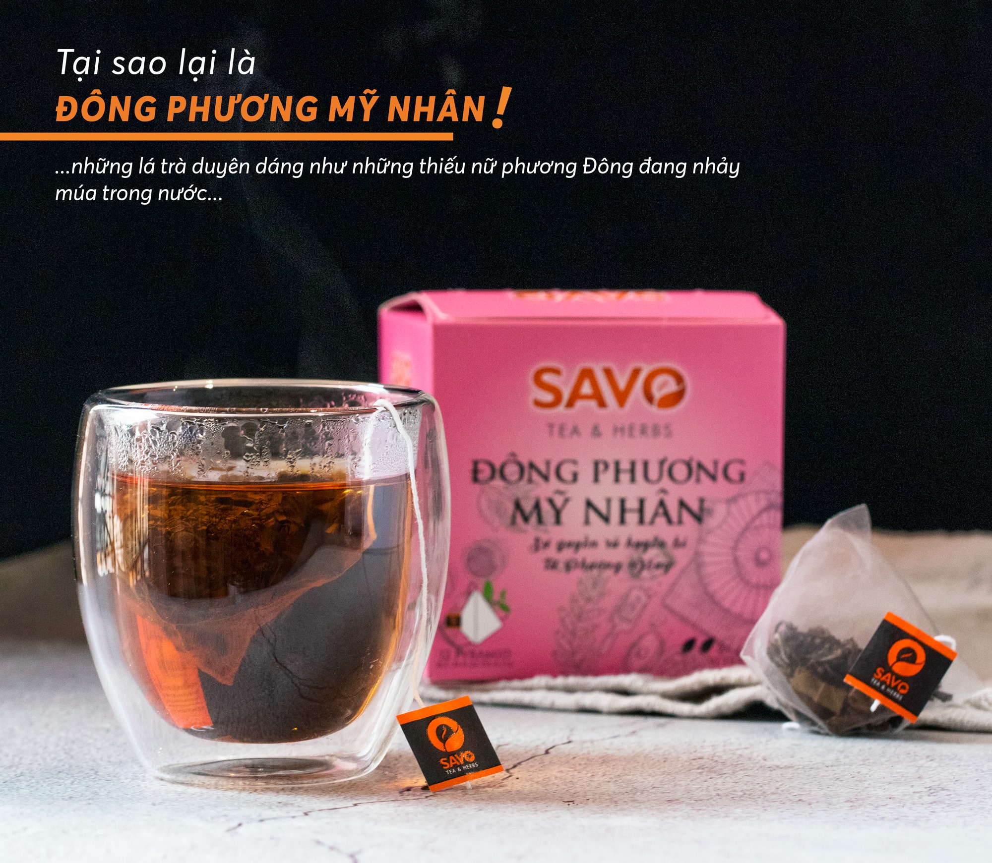 Trà SAVO Đông Phương Mỹ Nhân (Oriental Beauty Tea) - Hộp 12 Túi x 2g (Pyramid)