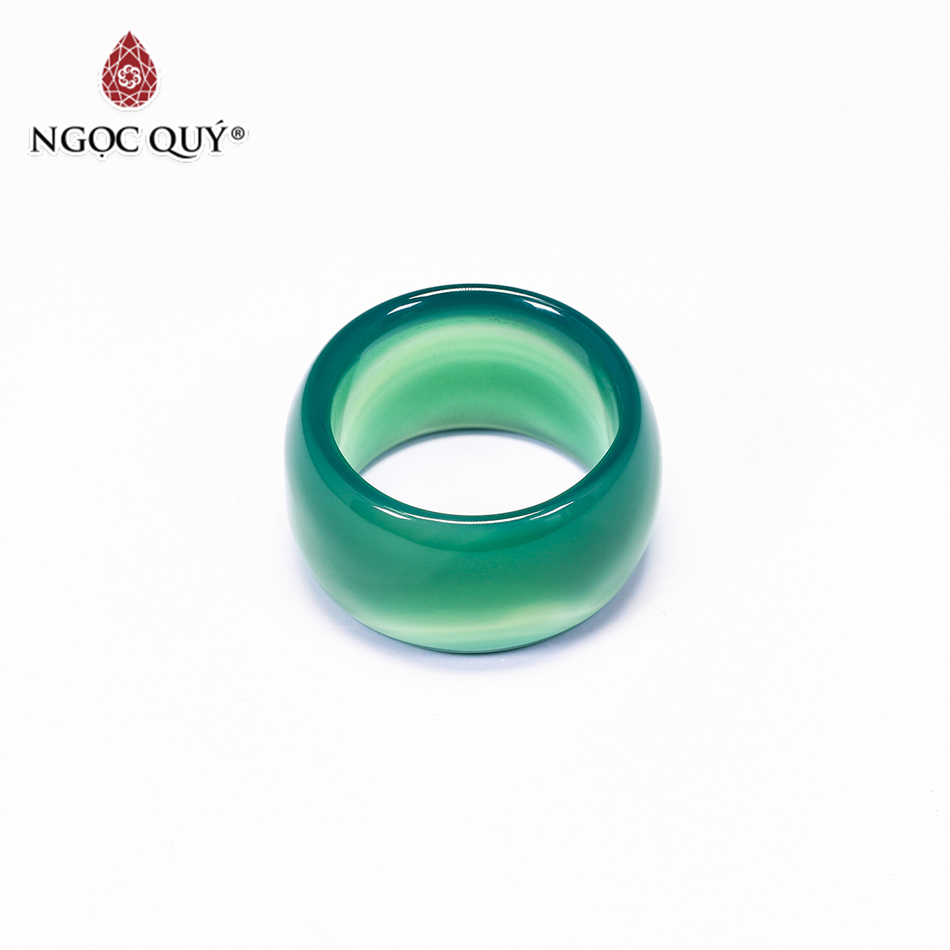 Nhẫn nam đá mã não xanh mệnh hỏa, mộc - Ngọc Qúy Gemstones