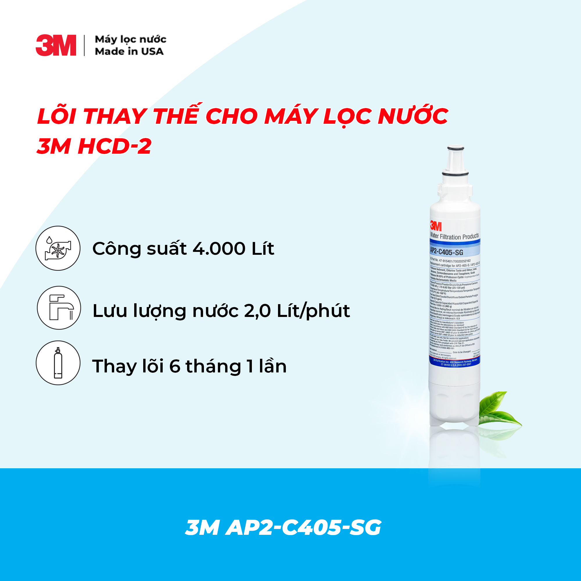 LÕI MÁY LỌC NƯỚC NÓNG LẠNH ĐỂ BÀN 3M HCD-2