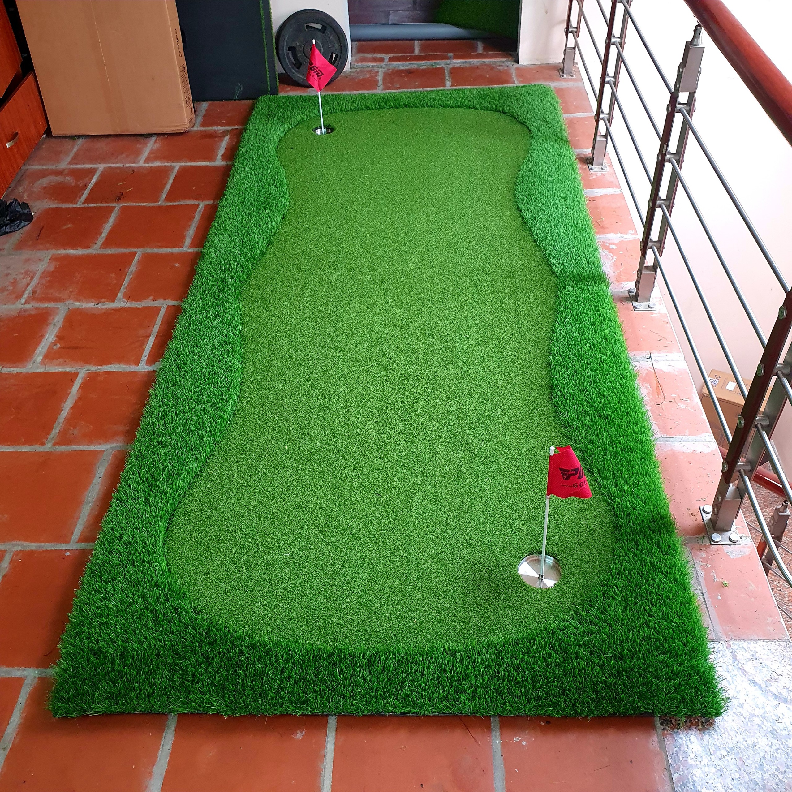 Bộ Thảm tập Putting Golf [1,3m x 2,8m], Dày 3cm: Kèm 3 lỗ cờ inox, Cao cấp, Bền bỉ, Đàn hồi tốt.