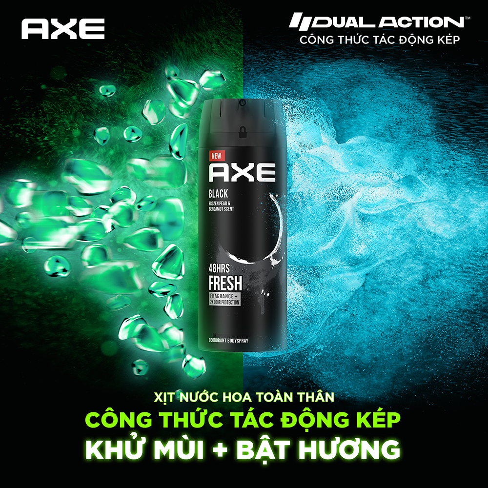 Xịt nước hoa toàn thân AXE Khử mùi cho nam Hương thơm tươi mát căng mọng từ cam bergamot và lê ướp lạnh 135ml