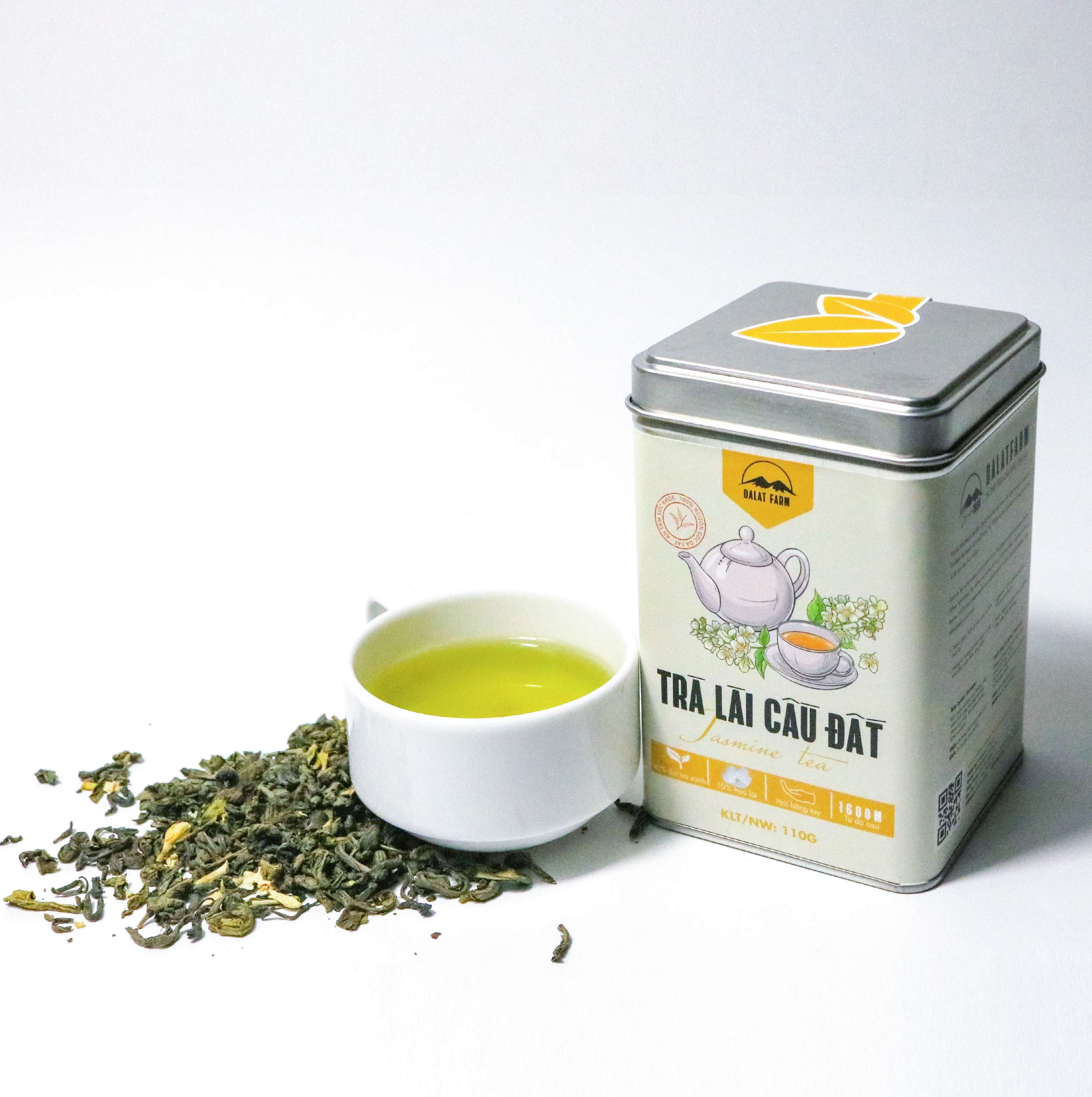 Trà Lài Cầu Đất Đặc Biệt - Hộp 110Gr (Trà hoa Nhài - Jasmine Tea) Dalat Farm