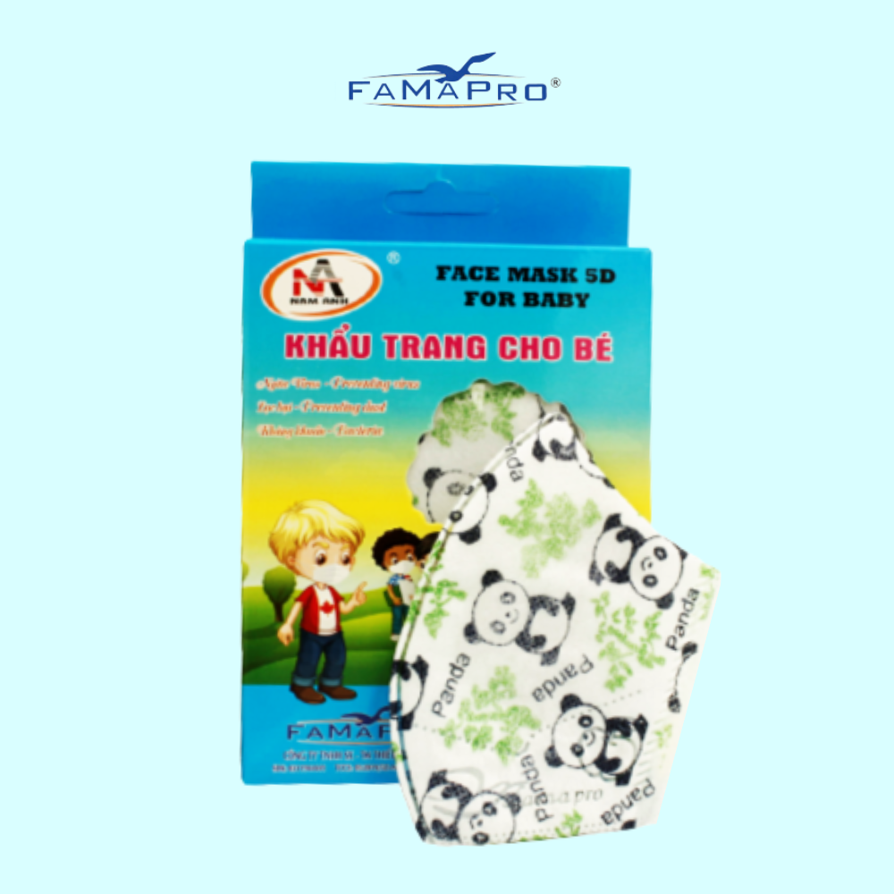 [HỘP - FAMAPRO 5D BABY] - Khẩu trang y tế trẻ em kháng khuẩn 3 lớp Famapro 5D Baby (10 cái/ hộp) - 1 HỘP