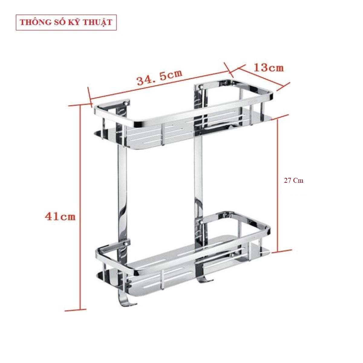 Kệ Nhà Tắm, Kệ Góc Nhà Tắm, Kệ Để Đồ nhà tắm Inox 304 kiểu Thẳng 2 Tầng Cao Cấp