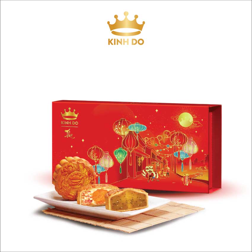 Hộp 2 bánh trung thu Kinh Đô &quot;Bộ Đôi Bánh Nướng&quot; (2 bánh x 150g)