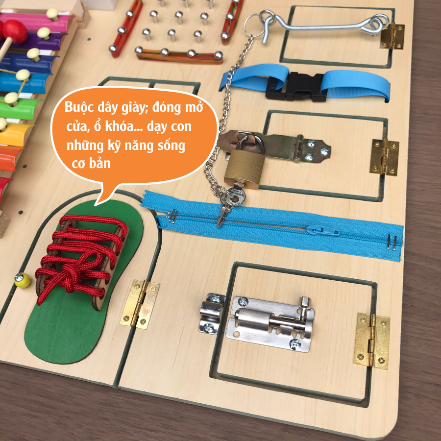 Sensory board, Busy board-Đồ chơi theo phương pháp giáo dục sớm từ 1 đến 3 tuổi