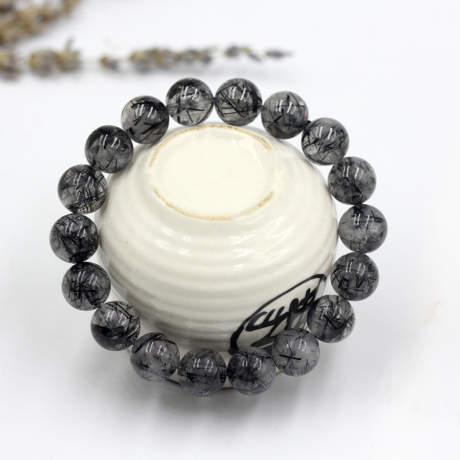 Vòng Tay Đá Thạch Anh Tóc Đen 12MM