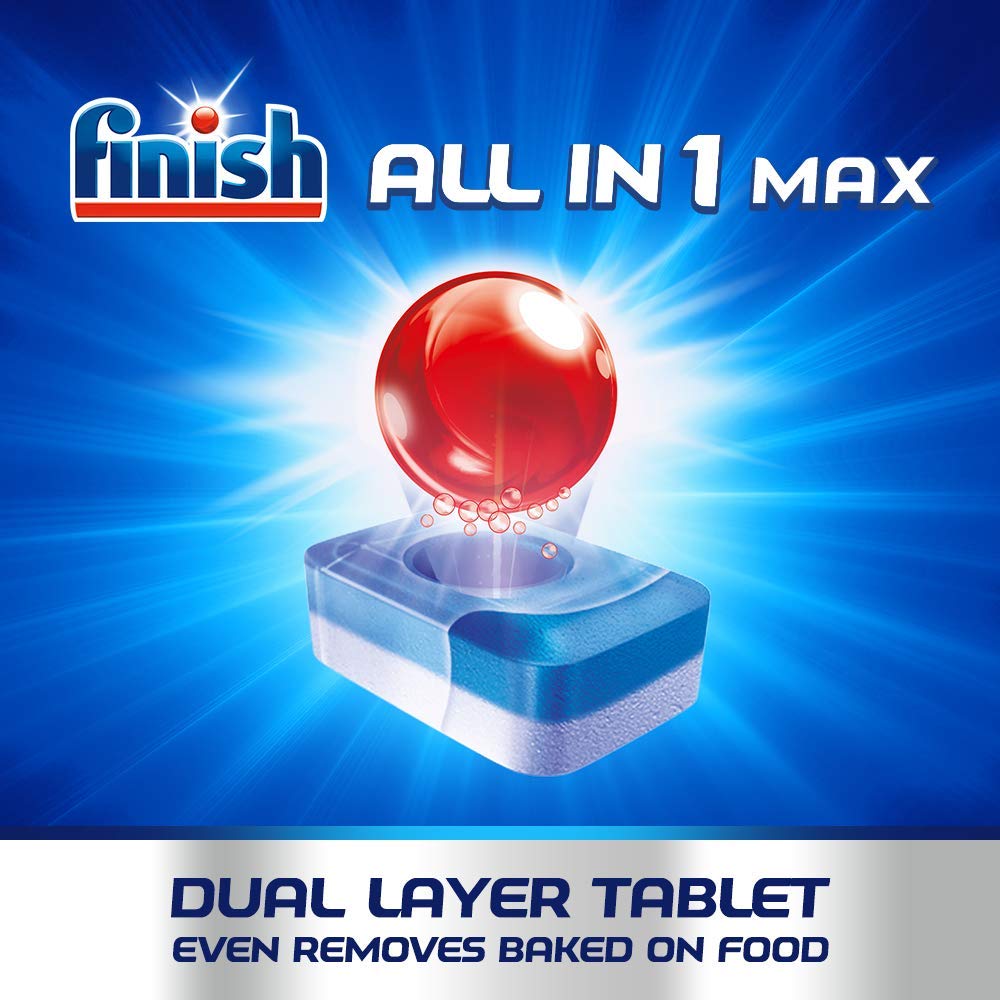 Túi 76 viên rửa chén Finish All In 1 Max Dishwasher Tablets Lemon Sparkle QT04589 - hương chanh