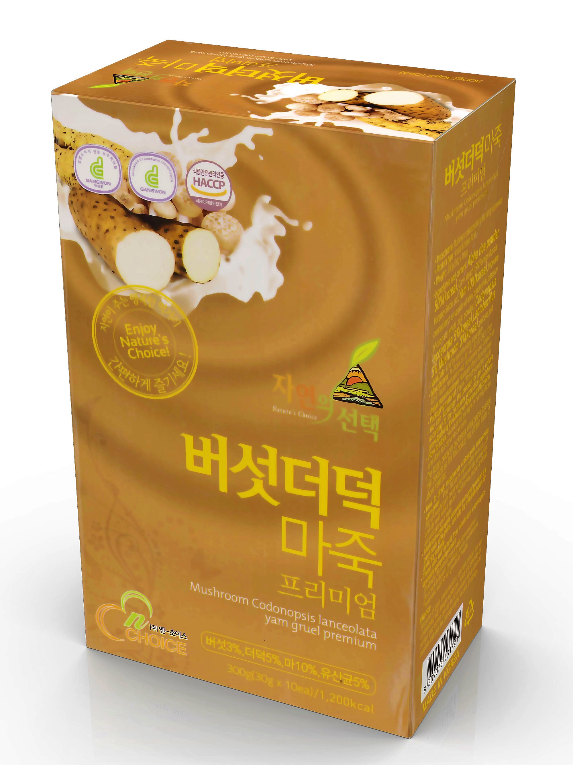 Bột ngũ cốc Hàn Quốc N-Choice nấm và đẳng sâm 300g - hộp 10 gói x 30g/gói
