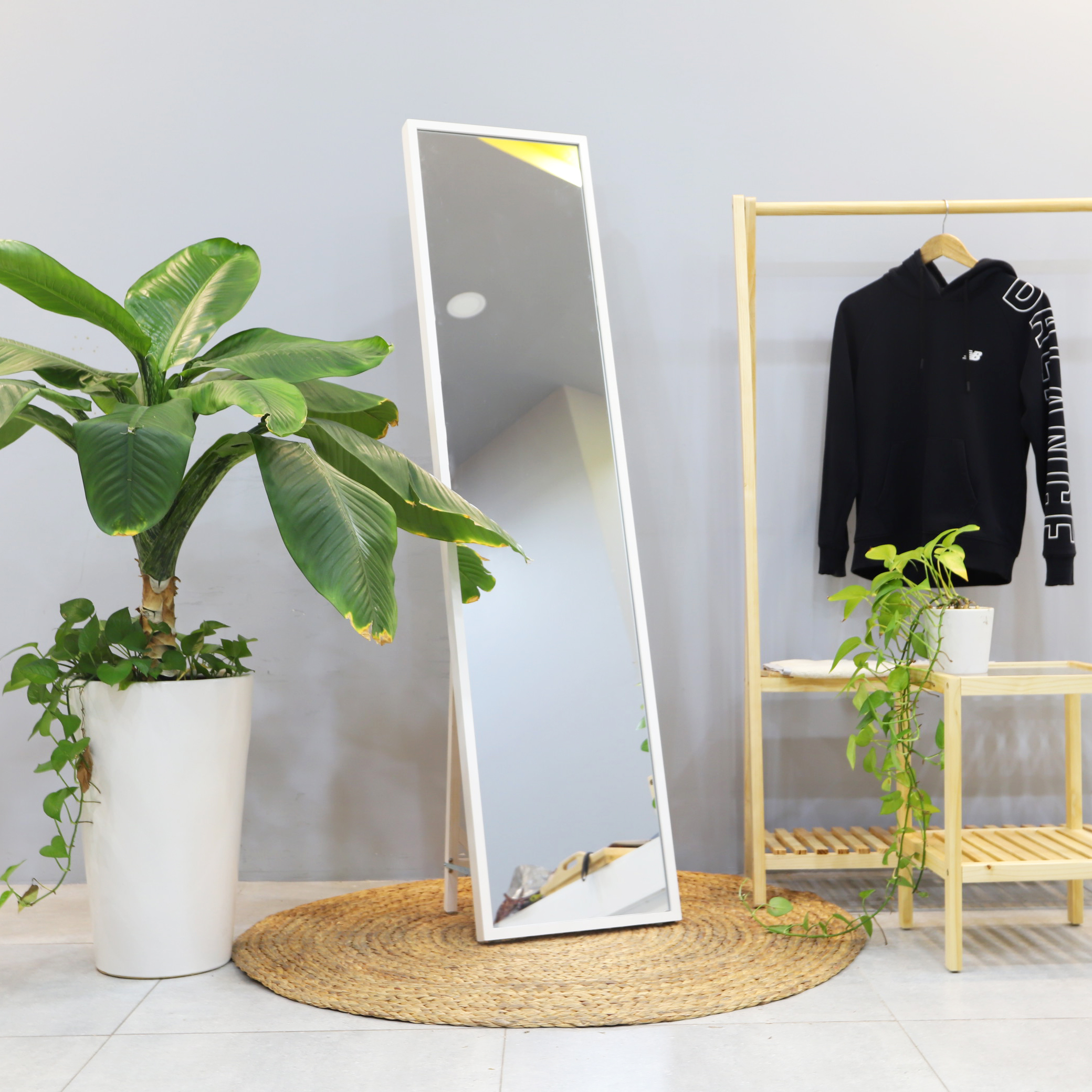 [SIZE40x1M65] GƯƠNG SOI TOÀN THÂN CÓ CHÂN ĐỨNG MÀU TRẮNG - STANDING MIRROR WHITE-40CM