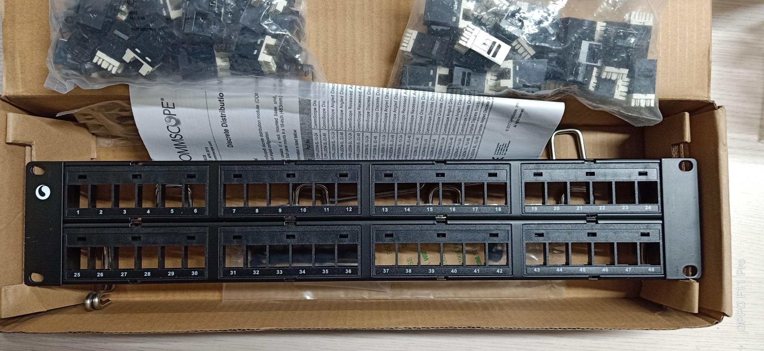 Patch panel cat5e 48 port AMP (Commscope) 1479155-2 / CPP-UDDM-SL-2U-48 - Hàng chính hãng