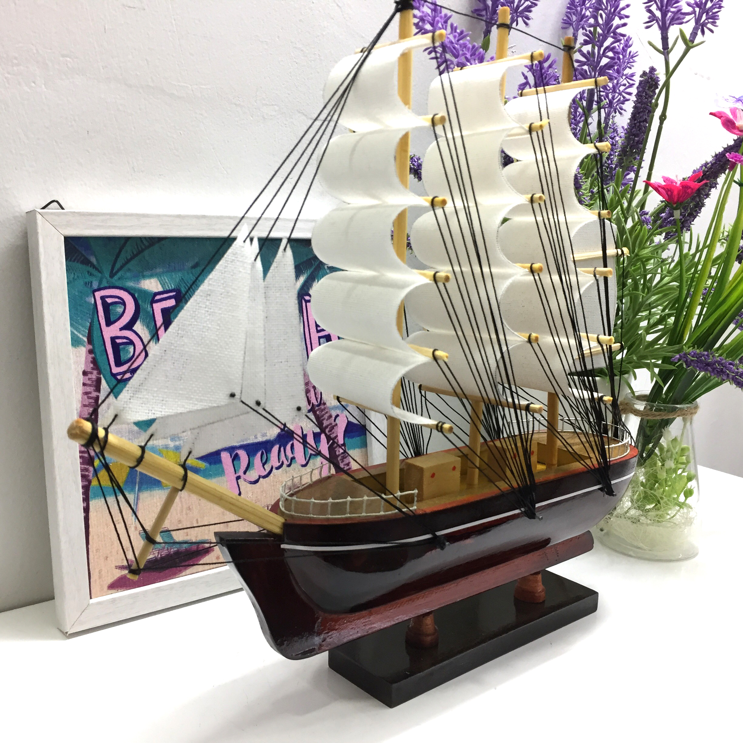 Mô hình thuyền gỗ trang trí Le Belem - thân 25cm