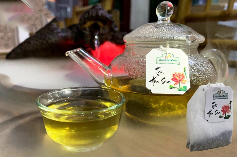 Combo 10 hộp trà túi lọc ướp hoa sen Tân Cương Xanh