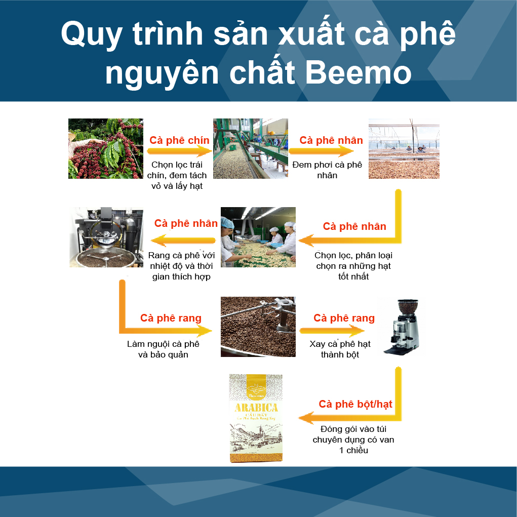 Cà phê nguyên chất Arabica Cầu Đất, cafe mộc rang xay Beemo 500g - Đắng ít, chua thanh, thơm, hậu vị ngọt