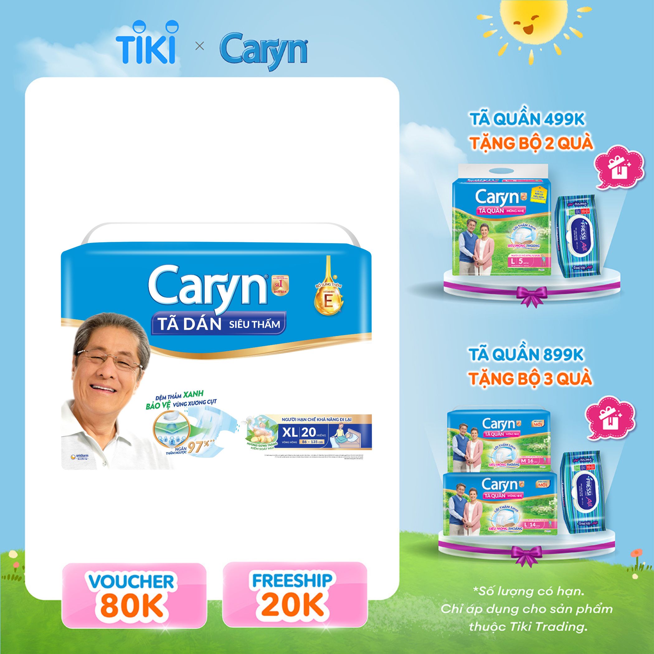 Tã dán Caryn siêu thấm XL20