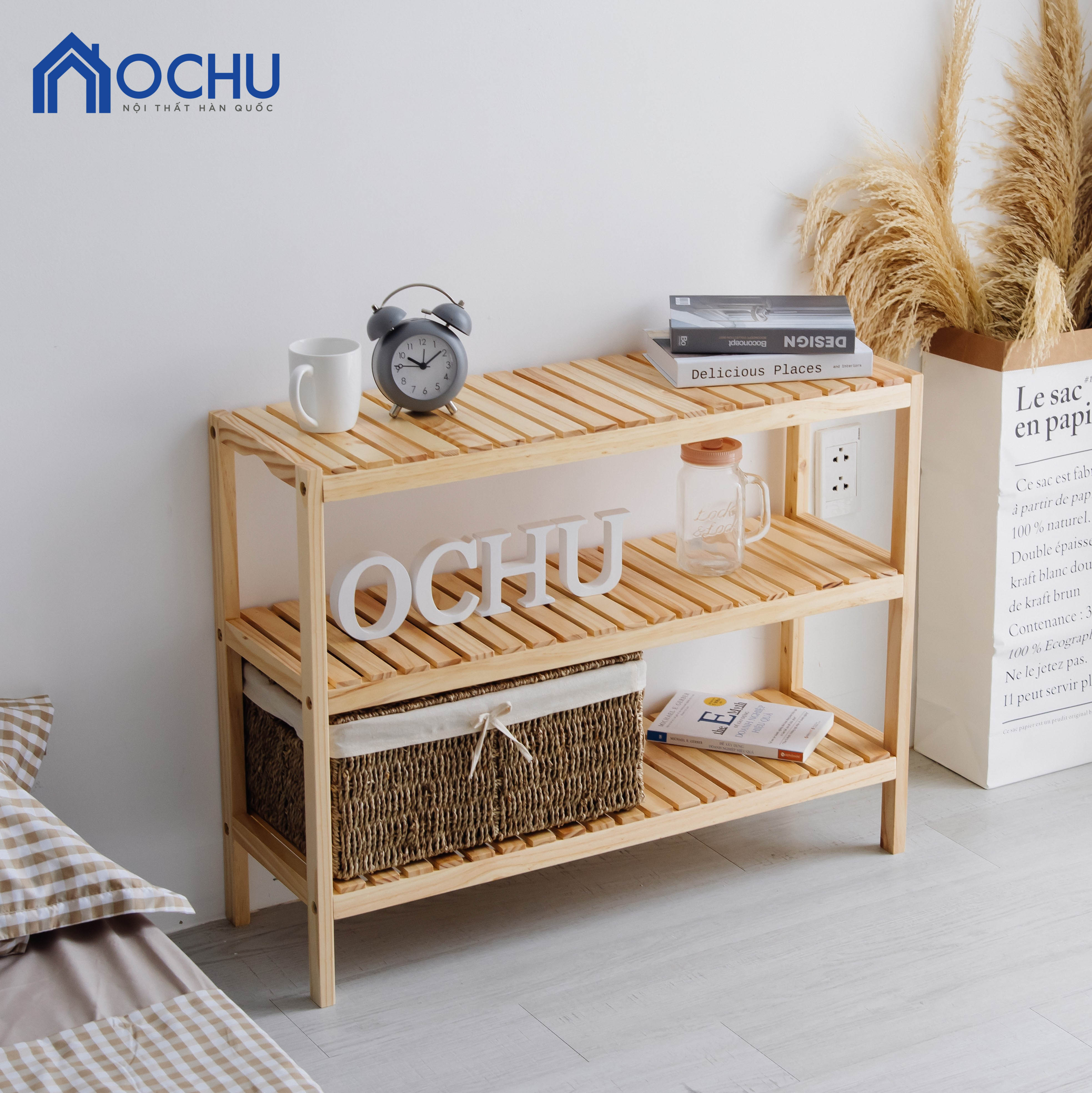 Kệ Đa Năng 3 Tầng Khung Gỗ Thông OCHU - Bench 3F - Natural