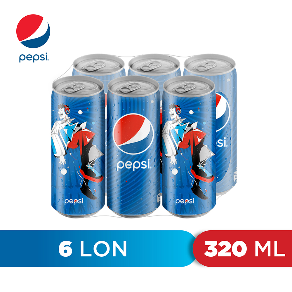 Lốc 6 Lon Nước Ngọt Có Gaz Pepsi (320ml/lon)