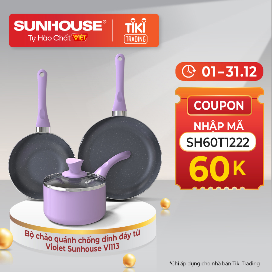 Bộ chảo quánh chống dính đáy từ Violet Sunhouse VI113