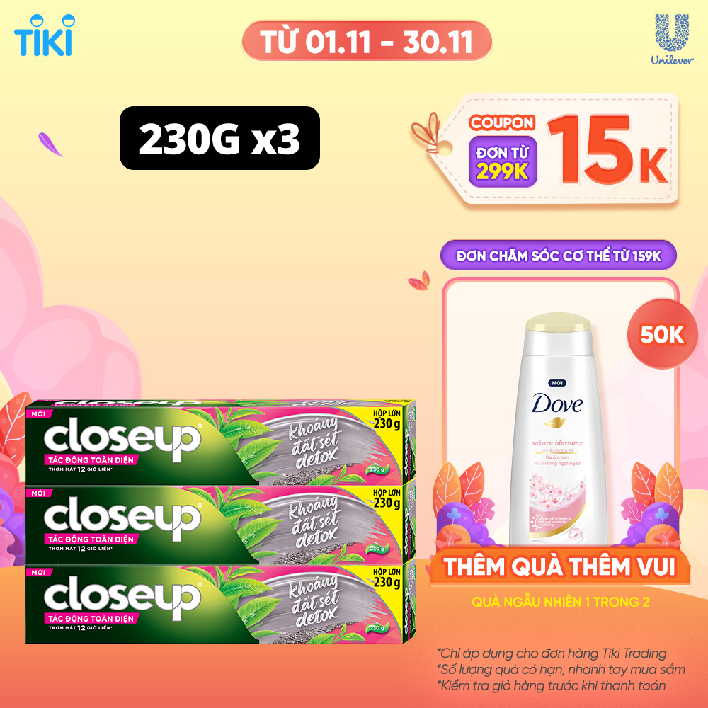 Combo 3 Kem Đánh Răng Closeup Giúp Làm Trắng Răng Tự Nhiên X2.5 Lần Với Khoáng Đất Sét Và Matcha Bạc Hà 230G/Tuýp