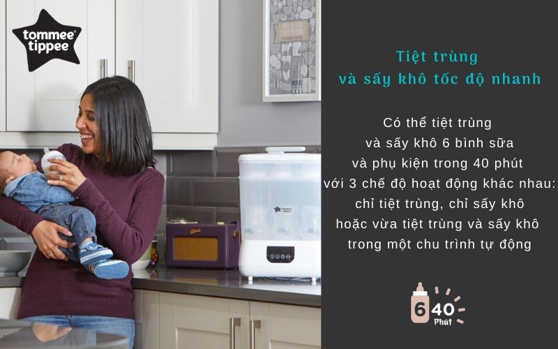 Máy tiệt trùng hơi nước và sấy khô Tommee Tippee Steri-Dry