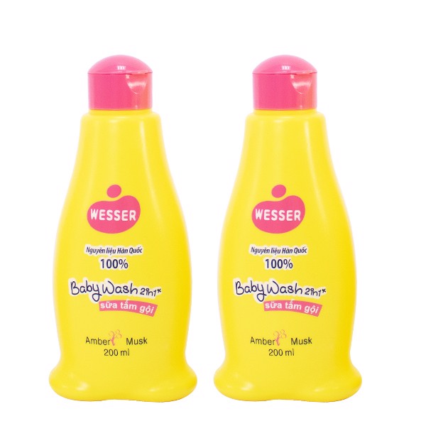 Bộ 2 Chai Sữa Tắm Gội Wesser 2in1 Hương Hổ Phách Xạ Hương - Hồng