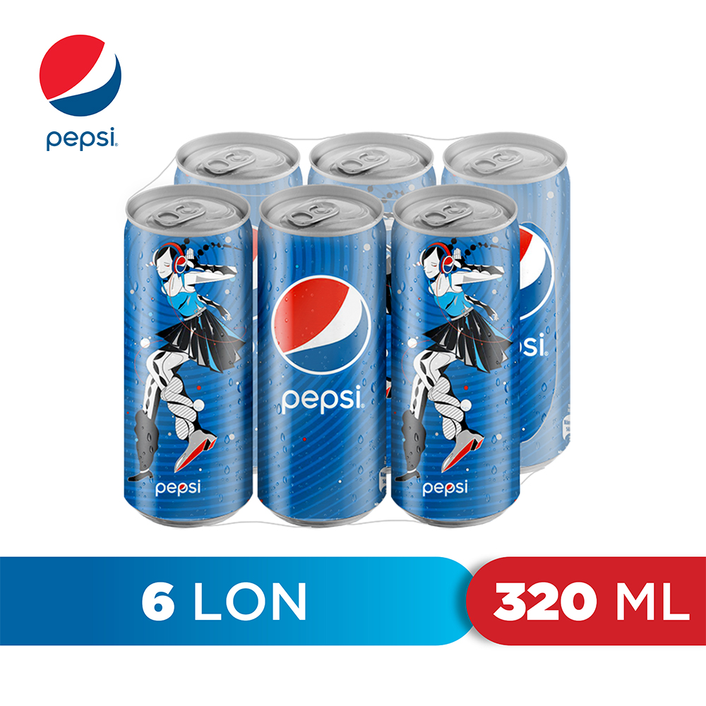 Lốc 6 Lon Nước Ngọt Có Gaz Pepsi (320ml/lon)