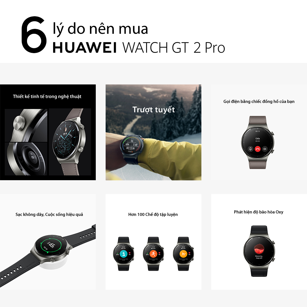 Đồng Hồ Thông Minh HUAWEI WATCH GT 2 Pro | Pin Liên Tục 2 Tuần | Sạc Không Dây | HUAWEI Share Onehop | Hơn 100 Chế Độ Tập Luyện | Hơn 200 Mặt Đồng Hồ Khác Nhau | Mặt Đồng Hồ Sapphire | Hàng Chính Hãng - Xám