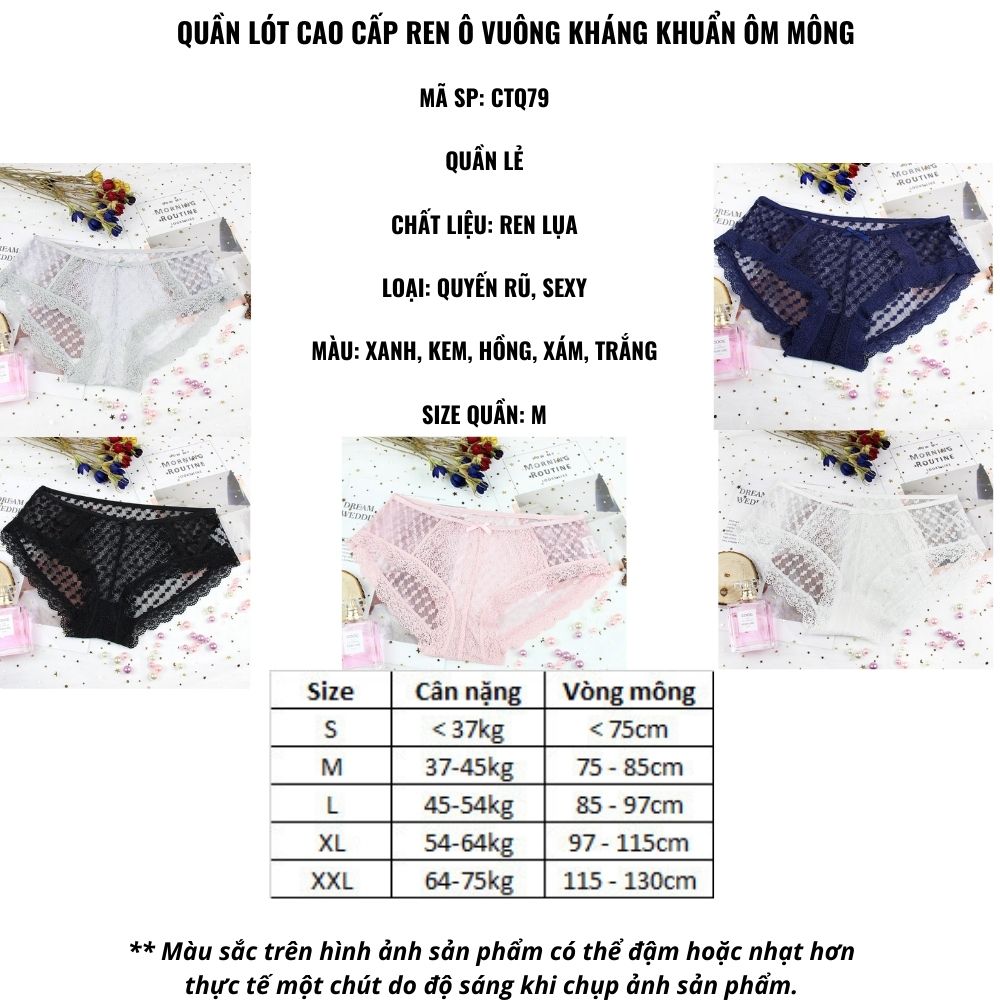 Quần lót cao cấp ren ô vuông kháng khuẩn ôm mông
